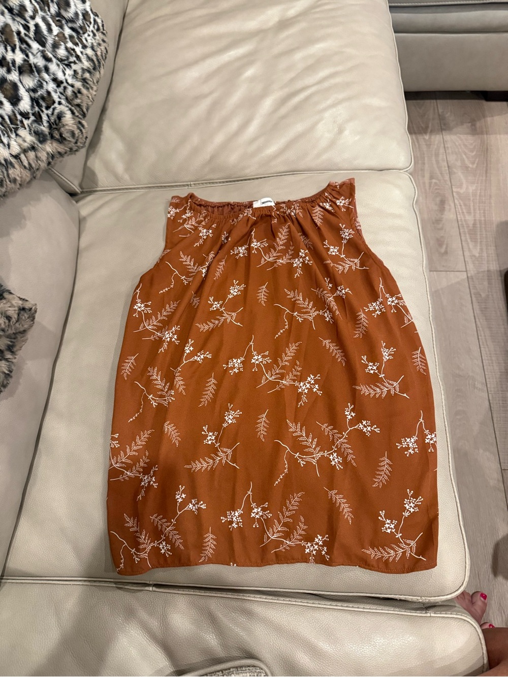 Rust Floral Sleeveless Women’s Shirt